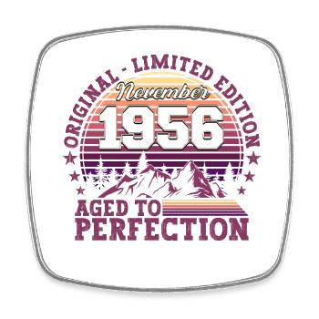 Born 1956 Birthday Gift November - Square fridge magnet - white - Front