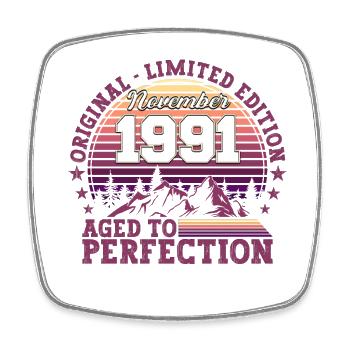 Born 1991 Birthday Gift November - Square fridge magnet - white - Front