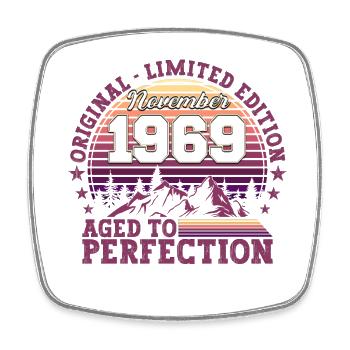 Born 1969 Birthday Gift November - Square fridge magnet - white - Front