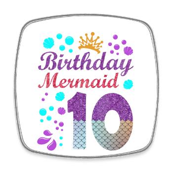 Anniversaire Mermaid 10 Shell Summer Vibe 10 - Magnet carré - blanc - Devant