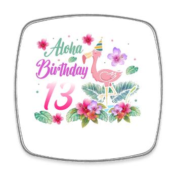 Aloha Geburtstag 13 Flamingo Vogel 13. Geburtstag - Viereckiger Kühlschrankmagnet - Weiß - Vorne