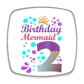 Birthday Mermaid 2 Shell Summer Vibe 2ème - Magnet carré - blanc - Devant