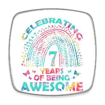 Wir Feiern 7 Jahre "awesome" Geburtstag - Viereckiger Kühlschrankmagnet - Weiß - Vorne