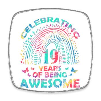 We celebrate 19 years of "awesome Birthday Butterfly" - Square fridge magnet - white - Front