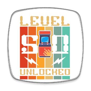 Level 50 Unlocked Arcade Machine Gamer 50. - Square fridge magnet - white - Front
