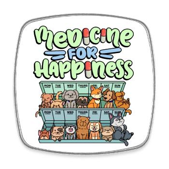Ma pilule Happy Medicine Every Day - Magnet carré - blanc - Devant