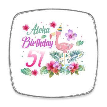 Aloha Geburtstag 51 Flamingo Vogel 51st - Viereckiger Kühlschrankmagnet - Weiß - Vorne