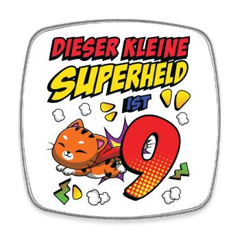 Dieser Kleine Superheld Ist 9 Cat Owner 9th - Viereckiger Kühlschrankmagnet - Weiß - Vorne