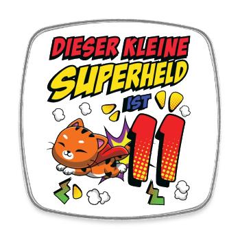 Dieser Kleine Superheld Ist 11 Katzenbesitzer 11. - Viereckiger Kühlschrankmagnet - Weiß - Vorne