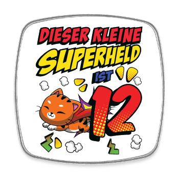 Dieser Kleine Superheld Ist 12 Katzenbesitzer 12. - Viereckiger Kühlschrankmagnet - Weiß - Vorne