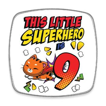 Ce petit super-héros c’est 9 propriétaires de chats 9. - Magnet carré - blanc - Devant