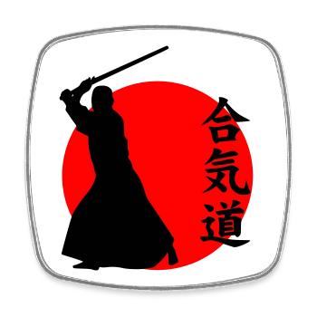 Aikido - Viereckiger Kühlschrankmagnet - Weiß - Vorne