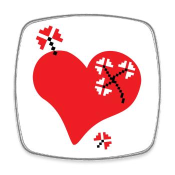 Heart and Flowers - Traditional Romanian pattern - Square fridge magnet - white - Front