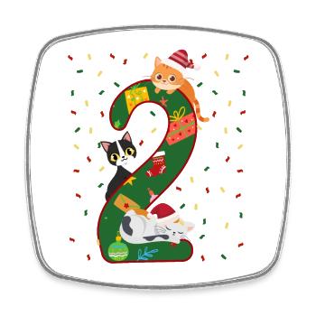 Enfants de 2 ans cadeau de Noël mignon - Magnet carré - blanc - Devant