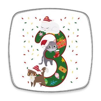 Enfants de 3 ans cadeau de Noël mignon - Magnet carré - blanc - Devant