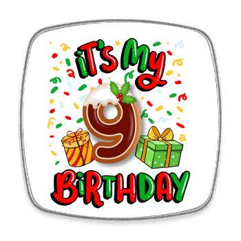 Es Ist Mein 9. Geburtstag Weihnachtsgeschenk 9. - Viereckiger Kühlschrankmagnet - Weiß - Vorne