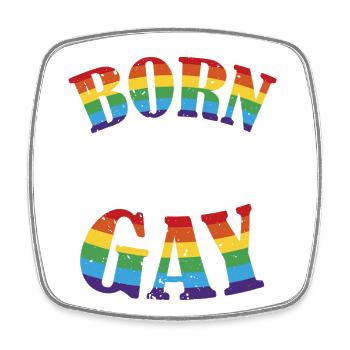 Né ce drapeau de la Gay Pride arc-en-ciel - Magnet carré - blanc - Devant