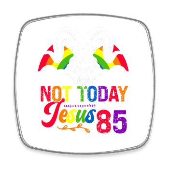 Pas aujourd’hui Jésus je serai 85 brebis arc-en-ciel - Magnet carré - blanc - Devant