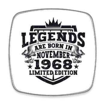 Legend November 1968 54th Birthday Gift Fun - Square fridge magnet - white - Front
