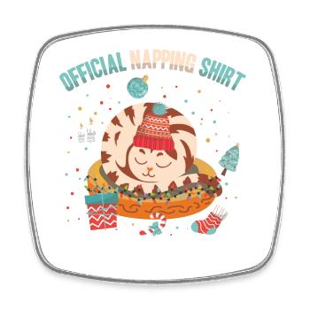 Offizielles Napping Shirt Sleepy Cat Winter - Viereckiger Kühlschrankmagnet - Weiß - Vorne