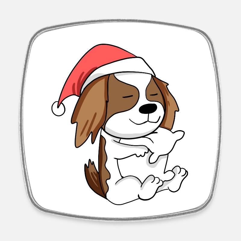 Cavalier King Charles Spaniel Chien Noël - Magnet carré - blanc