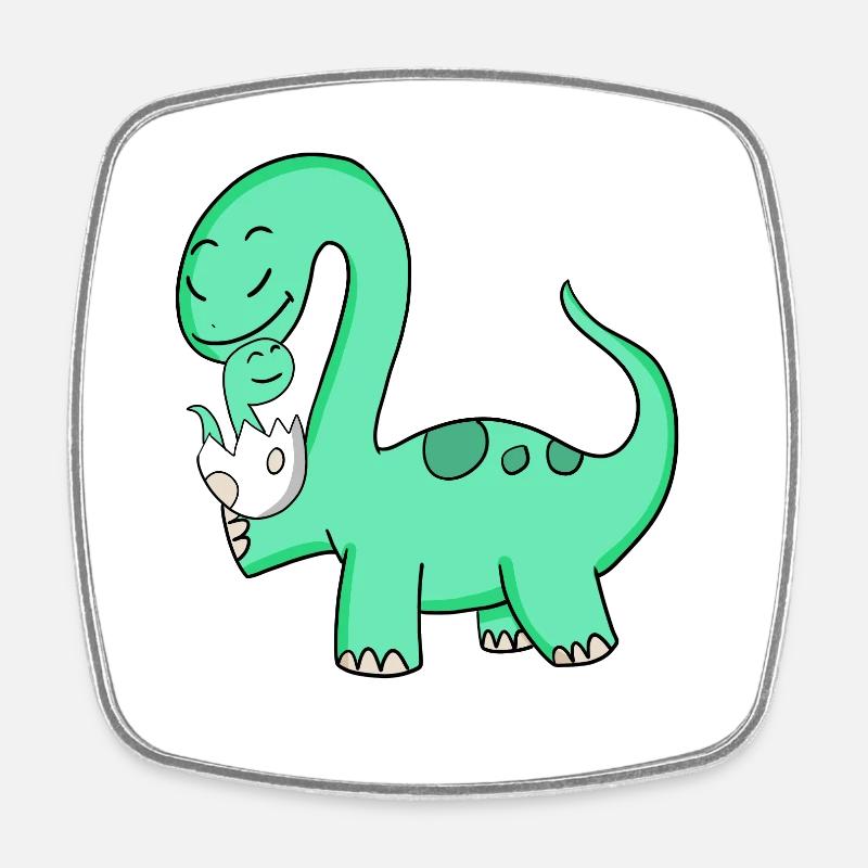 Dinosaur with baby dinosaur - Square fridge magnet - white