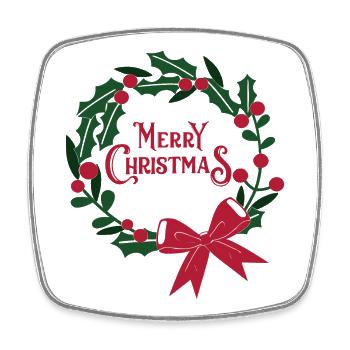 Weihnachtskranz mit roter Schleife - Viereckiger Kühlschrankmagnet - Weiß - Vorne