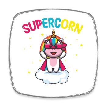 Supercorn | Cute unicorn | Unicorn Shirt | - Square fridge magnet - white - Front
