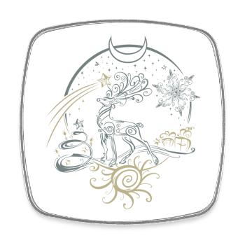 Deer Antler Christmas Yule Night - Square fridge magnet - white - Front