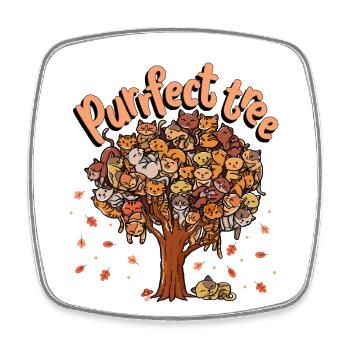 Purrfect Tree Kitten Famille de chats Fall - Magnet carré - blanc - Devant
