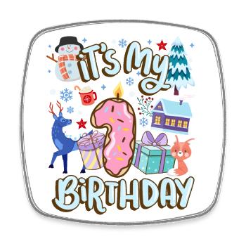 It's My 1 Geburtstag Schneemann Urlaub Donut - Viereckiger Kühlschrankmagnet - Weiß - Vorne