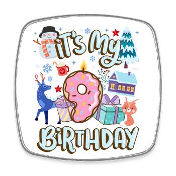 Es Ist Mein 9 Geburtstag Schneemann Urlaub Donut - Viereckiger Kühlschrankmagnet - Weiß - Vorne