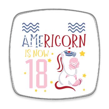 Dieses Americorn Ist Jetzt 18 Einhorn Pony 4. - Viereckiger Kühlschrankmagnet - Weiß - Vorne