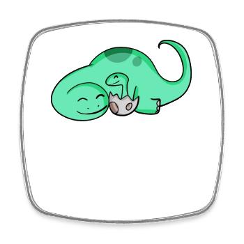 Dinosaurier mit Baby Dinosaurier - Viereckiger Kühlschrankmagnet - Weiß - Vorne