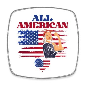 All American Mom July 4 Feminist - Square fridge magnet - white - Front