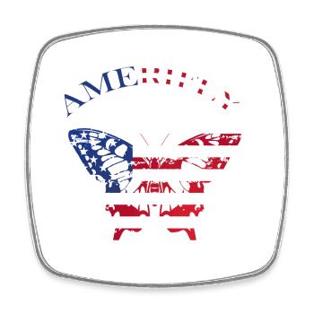 Amerifly 4. Juli Schmetterlingsflügel - Viereckiger Kühlschrankmagnet - Weiß - Vorne
