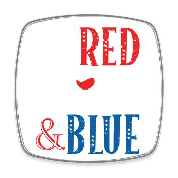 Red wine and blue July 4 liquor drink - Square fridge magnet - white - Front