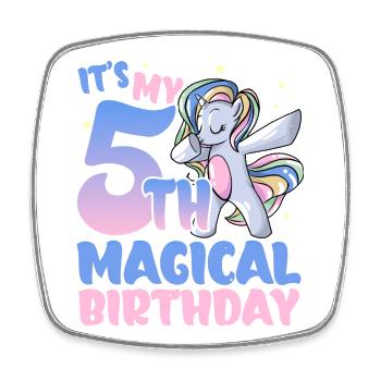 It's my 5th magical birthday - Square fridge magnet - white - Front