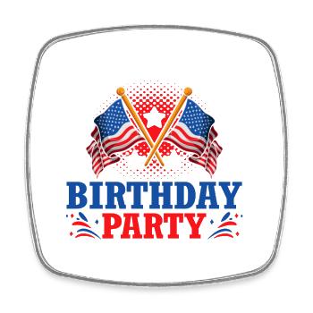 America's Birthday Party July 4 - Square fridge magnet - white - Front