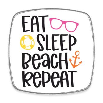 Eat Sleep Beach Repeat - Square fridge magnet - white - Front