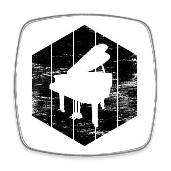 Pianiste - Magnet carré - blanc - Devant