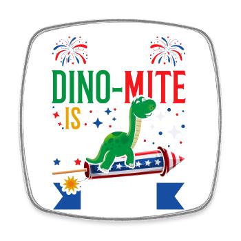 Ce dinomite est maintenant de cinq dinosaures 4 juillet - Magnet carré - blanc - Devant