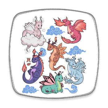 Flight of Dragons Mignon Élémentaire Mythique - Magnet carré - blanc - Devant