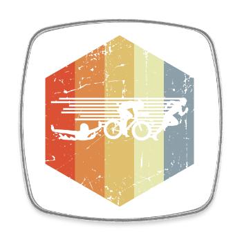 Retro Vintage Triathlon - Square fridge magnet - white - Front