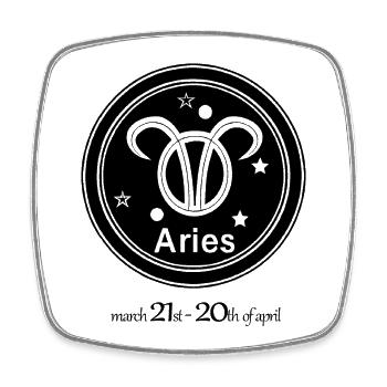 Zodiac sign Aries 002 black - Square fridge magnet - white - Front