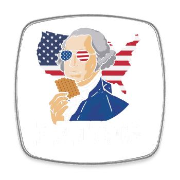 Washington mange des pétards du 4 juillet Cookie - Magnet carré - blanc - Devant
