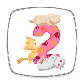 2nd birthday kitten | Cat Birthday Shirt | - Square fridge magnet - white - Front