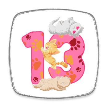 13th birthday kitten | Cat Birthday Shirt - Square fridge magnet - white - Front