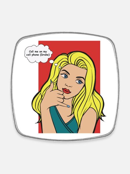 Pop-Art Blond mit Denkblase - Viereckiger Kühlschrankmagnet - Weiß