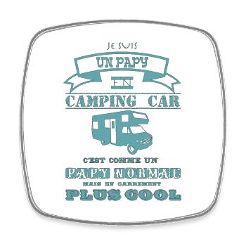 Je suis un papy en camping-car bleu turquoise west - Magnet carré - blanc - Devant